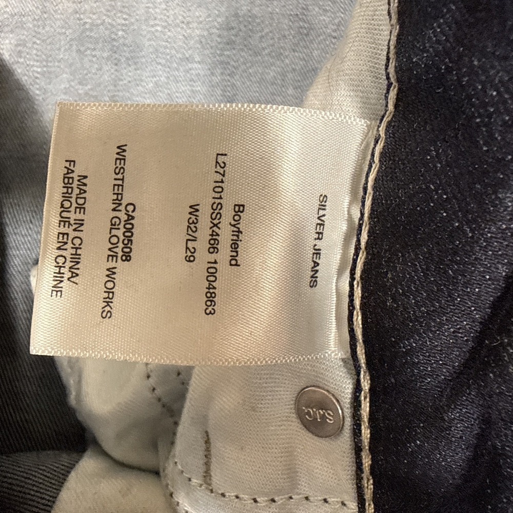 Silver Jeans Co Boyfriend Jeans Womens 32x29 Blue Distressed Stretch DARK WASH - Picture 5 of 8